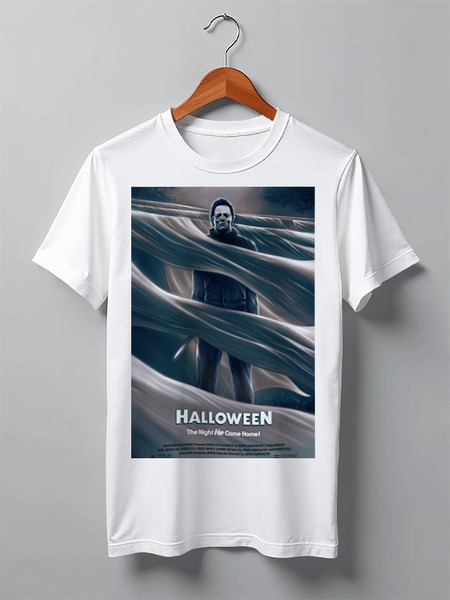 Заказать мужскую футболку в Москве. Футболка классическая Хэллоуин / Halloween от kino.printio.ru - готовые дизайны и нанесение принтов.