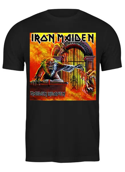 Заказать мужскую футболку в Москве. Футболка классическая Iron Maiden Band от Leichenwagen - готовые дизайны и нанесение принтов.