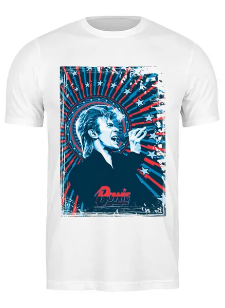 Заказать мужскую футболку в Москве. Футболка классическая Дэвид Боуи от balden - готовые дизайны и нанесение принтов.