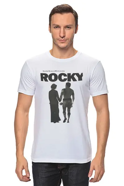 Заказать мужскую футболку в Москве. Футболка классическая Rocky / Рокки от KinoArt - готовые дизайны и нанесение принтов.
