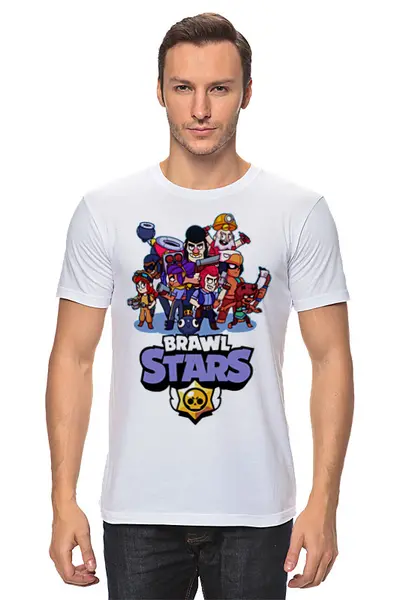 Заказать мужскую футболку в Москве. Футболка классическая Brawl Stars от weeert - готовые дизайны и нанесение принтов.
