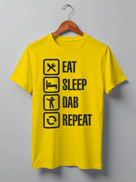 Заказать мужскую футболку в Москве. Футболка классическая Eat, sleep, dab, repeat от skynatural - готовые дизайны и нанесение принтов.
