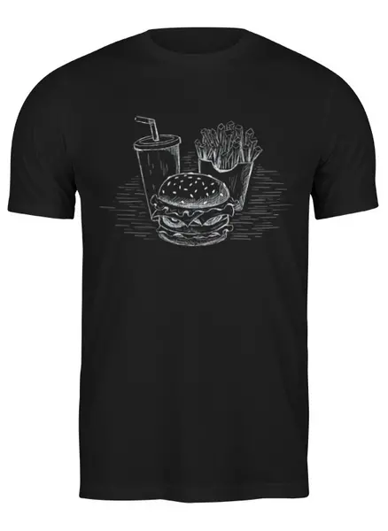 Заказать мужскую футболку в Москве. Футболка классическая Burgers от oneredfoxstore@gmail.com - готовые дизайны и нанесение принтов.