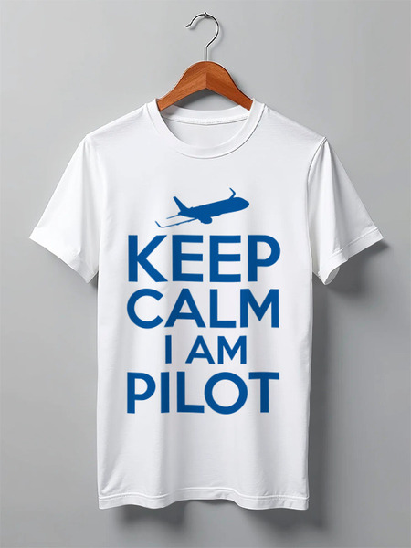 Заказать мужскую футболку в Москве. Футболка классическая KEEP CALM I'm a pilot - Airbus 320 от SkyWay Aviation Clothing RUS  - готовые дизайны и нанесение принтов.