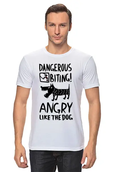 Заказать мужскую футболку в Москве. Футболка классическая Статус: злой, как собака! от Crowhouse - готовые дизайны и нанесение принтов.