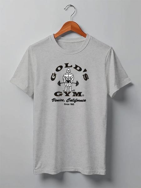 Заказать мужскую футболку в Москве. Футболка классическая Golds Gym 1965 Venice California t-shot wear grey от KinoArt - готовые дизайны и нанесение принтов.