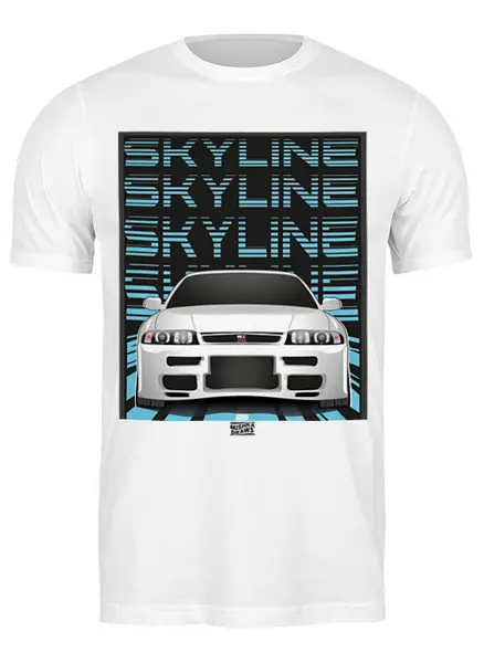 Заказать мужскую футболку в Москве. Футболка классическая Nissan skyline  от Mishka Draws - готовые дизайны и нанесение принтов.