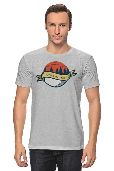 Заказать мужскую футболку в Москве. Футболка классическая Mountains от oneredfoxstore@gmail.com - готовые дизайны и нанесение принтов.