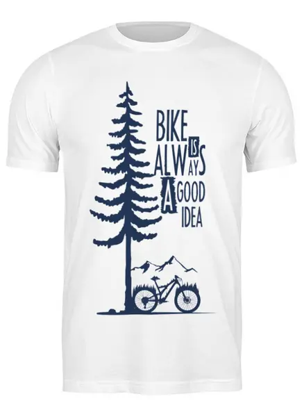 Заказать мужскую футболку в Москве. Футболка классическая Mountain Bike от oneredfoxstore@gmail.com - готовые дизайны и нанесение принтов.
