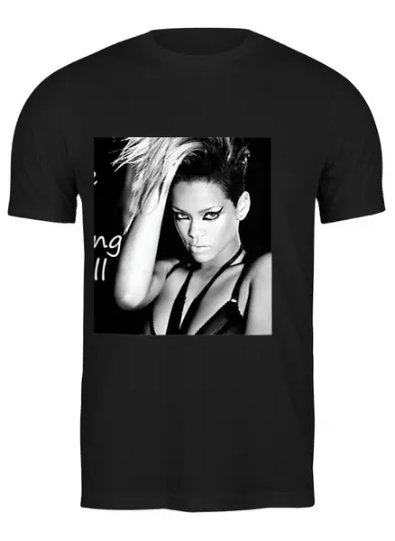 Заказать мужскую футболку в Москве. Футболка классическая Rihanna b&w от solariren - готовые дизайны и нанесение принтов.