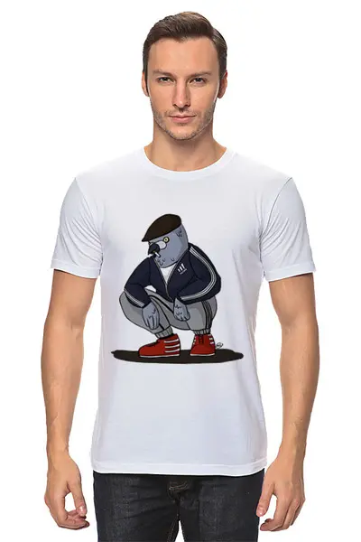 Заказать мужскую футболку в Москве. Футболка классическая "Голубь гопник" от Re  Tyan - готовые дизайны и нанесение принтов.