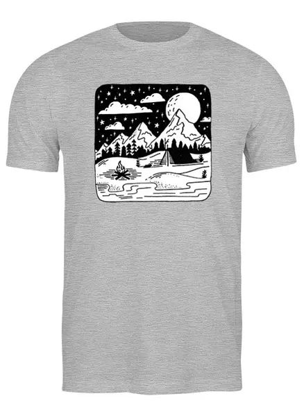 Заказать мужскую футболку в Москве. Футболка классическая Mountains от oneredfoxstore@gmail.com - готовые дизайны и нанесение принтов.