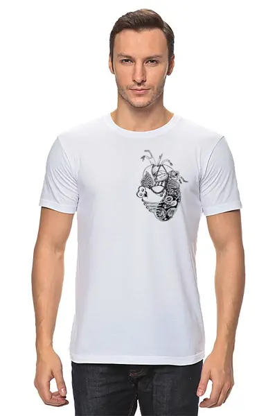 Заказать мужскую футболку в Москве. Футболка классическая Механическое сердце от postboxls@mail.ru - готовые дизайны и нанесение принтов.