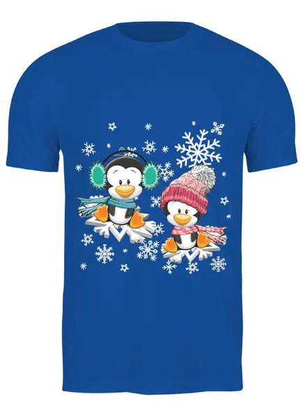 Заказать мужскую футболку в Москве. Футболка классическая Пингвин зимой от Ирина - готовые дизайны и нанесение принтов.