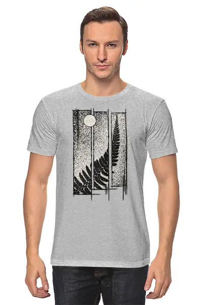 Заказать мужскую футболку в Москве. Футболка классическая Moon Fern от oneredfoxstore@gmail.com - готовые дизайны и нанесение принтов.