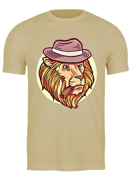 Заказать мужскую футболку в Москве. Футболка классическая Лев в щляпе от T-shirt print  - готовые дизайны и нанесение принтов.