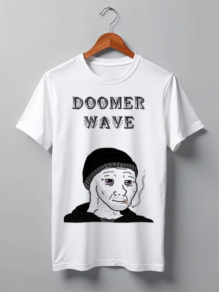 Заказать мужскую футболку в Москве. Футболка классическая Doomer Wave от Memepedia - готовые дизайны и нанесение принтов.