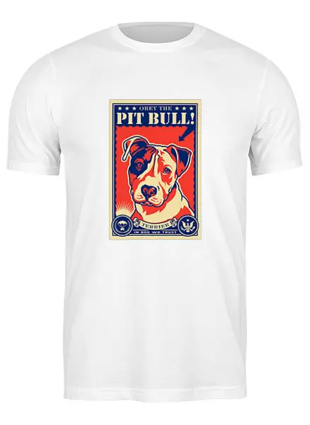 Заказать мужскую футболку в Москве. Футболка классическая Собака: PIT BULL от Виктор Гришин - готовые дизайны и нанесение принтов.