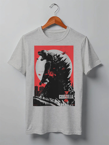 Заказать мужскую футболку в Москве. Футболка классическая Godzilla gray от KinoArt - готовые дизайны и нанесение принтов.