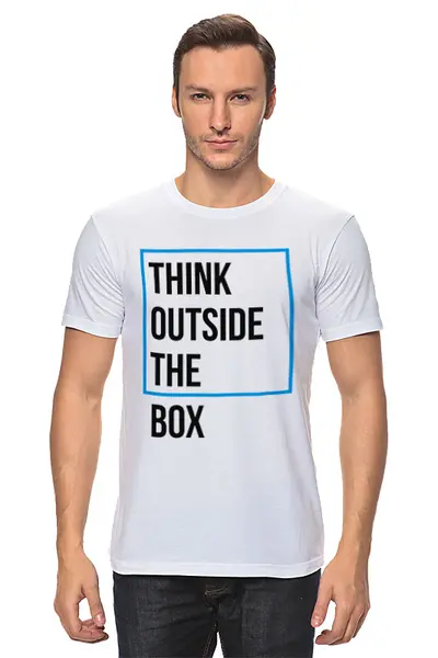 Заказать мужскую футболку в Москве. Футболка классическая Think outside the box от Startech.vc  - готовые дизайны и нанесение принтов.