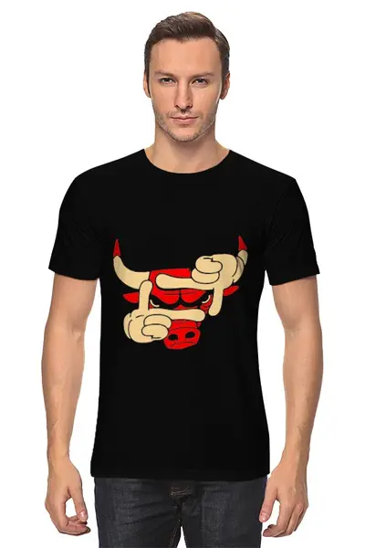 Заказать мужскую футболку в Москве. Футболка классическая Злой бык от ANDREI M - готовые дизайны и нанесение принтов.