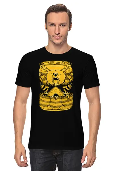 Заказать мужскую футболку в Москве. Футболка классическая Bear Beer /Медведь и Мед от crash - готовые дизайны и нанесение принтов.