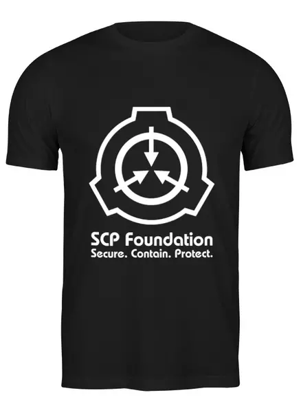Заказать мужскую футболку в Москве. Футболка классическая SCP Foundation от geekbox - готовые дизайны и нанесение принтов.
