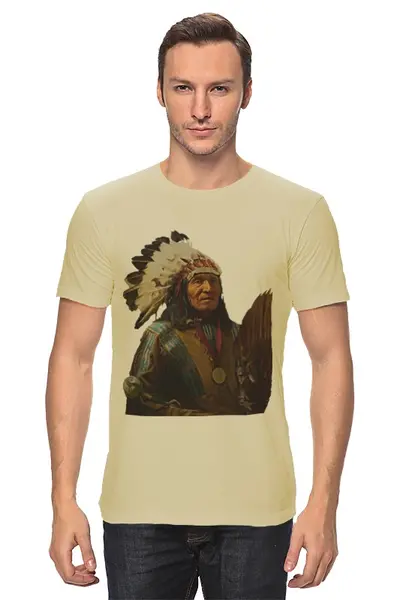 Заказать мужскую футболку в Москве. Футболка классическая Native American от maxim ershov - готовые дизайны и нанесение принтов.