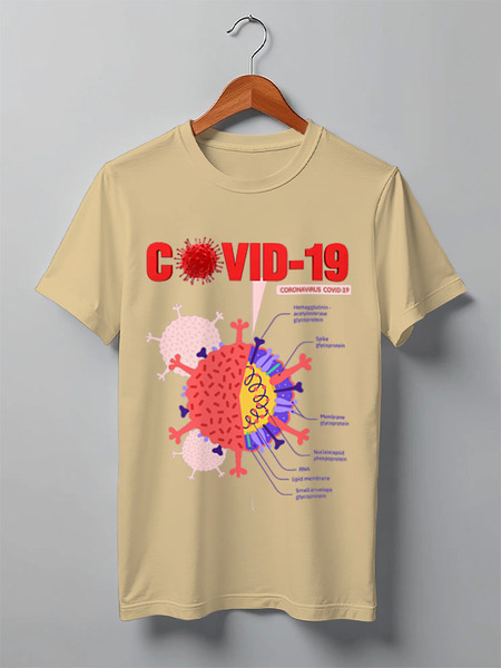 Заказать мужскую футболку в Москве. Футболка классическая COVID - 19 от robus - готовые дизайны и нанесение принтов.