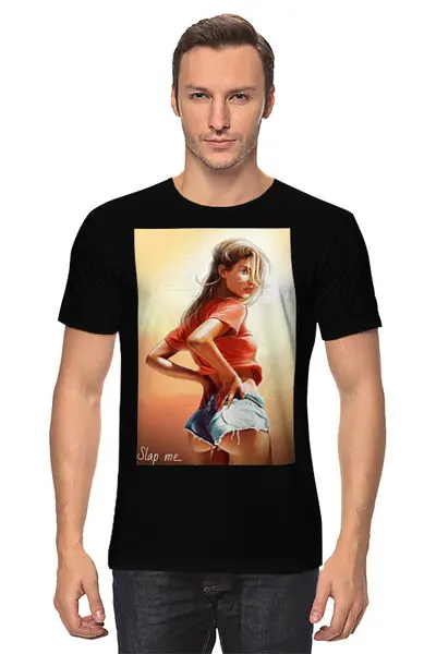 Заказать мужскую футболку в Москве. Футболка классическая Девушка от Никита Коледенков - готовые дизайны и нанесение принтов.