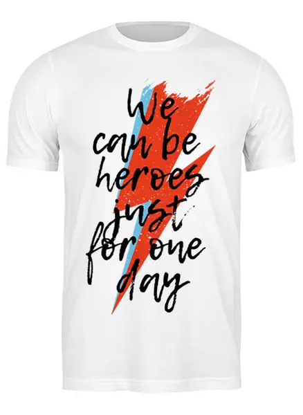 Заказать мужскую футболку в Москве. Футболка классическая Heroes. Дэвид Боуи от geekbox - готовые дизайны и нанесение принтов.
