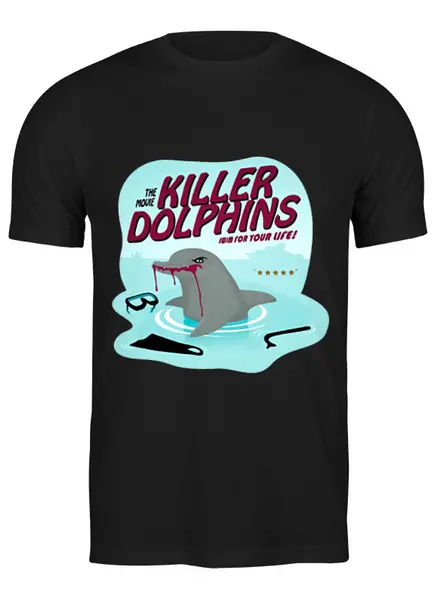 Заказать мужскую футболку в Москве. Футболка классическая Killer Dolphins  от ПРИНТЫ ПЕЧАТЬ  - готовые дизайны и нанесение принтов.