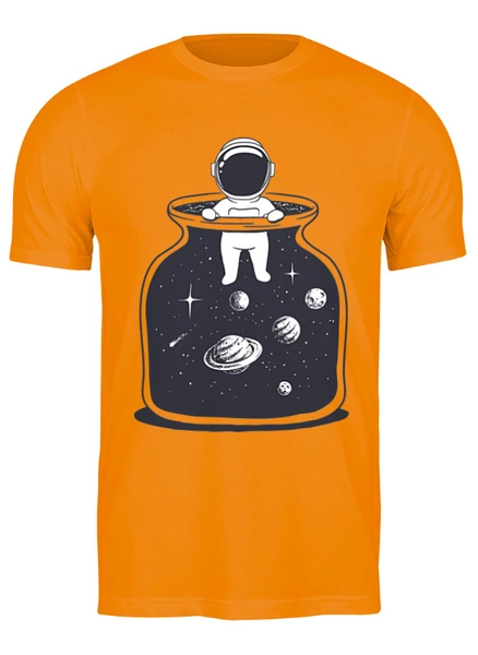 Заказать мужскую футболку в Москве. Футболка классическая Космонавт в банке от skynatural - готовые дизайны и нанесение принтов.