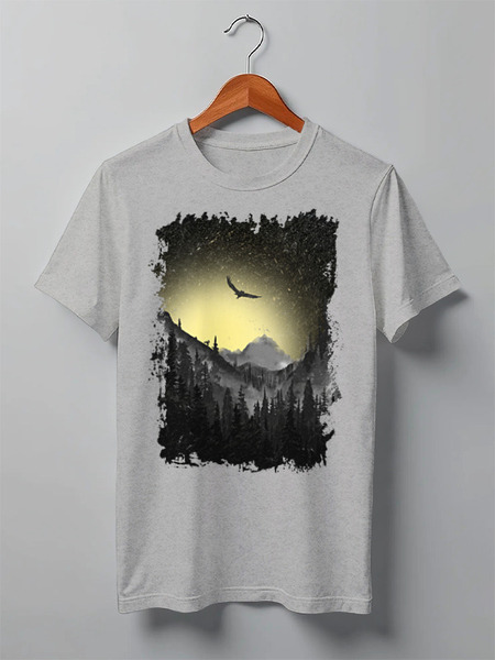 Заказать мужскую футболку в Москве. Футболка классическая Night Forest Ride от oneredfoxstore@gmail.com - готовые дизайны и нанесение принтов.