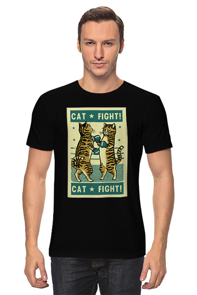 Заказать мужскую футболку в Москве. Футболка классическая Бой котов от skynatural - готовые дизайны и нанесение принтов.