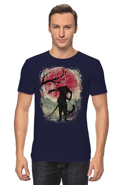 Заказать мужскую футболку в Москве. Футболка классическая Samurai Cat от oneredfoxstore@gmail.com - готовые дизайны и нанесение принтов.