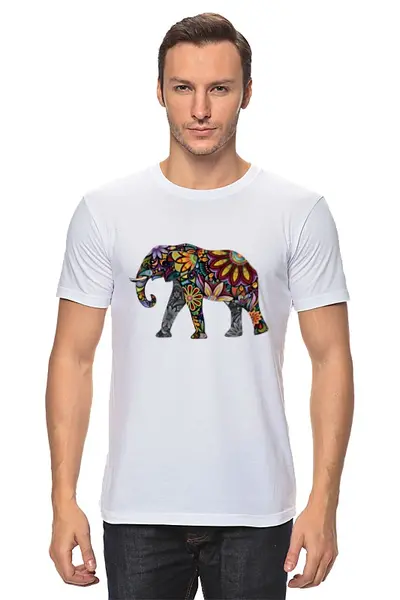 Заказать мужскую футболку в Москве. Футболка классическая Волшебный слон от ef@svoiludira.ru - готовые дизайны и нанесение принтов.