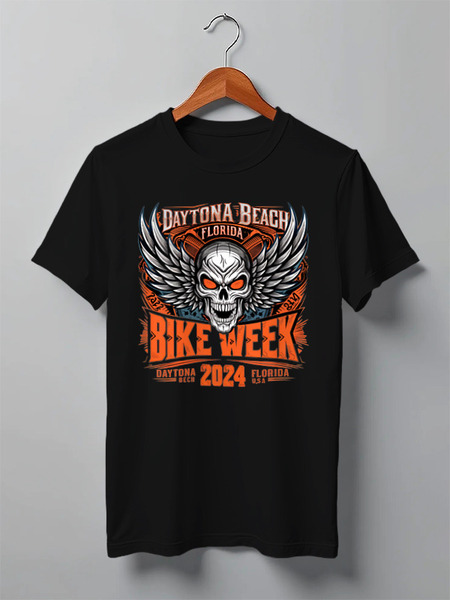 Заказать мужскую футболку в Москве. Футболка классическая Daytona Beach Bike Week 2024  от 777-71@mail.ru - готовые дизайны и нанесение принтов.