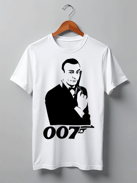 Заказать мужскую футболку в Москве. Футболка классическая James Bond от Leichenwagen - готовые дизайны и нанесение принтов.