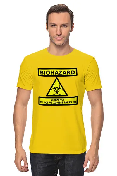 Заказать мужскую футболку в Москве. Футболка классическая BIOHAZARD от Jimmy Flash - готовые дизайны и нанесение принтов.