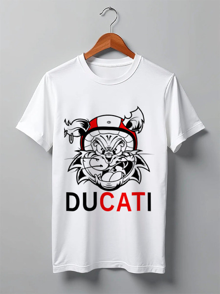 Заказать мужскую футболку в Москве. Футболка классическая DUCATI от Илья Щеблецов - готовые дизайны и нанесение принтов.