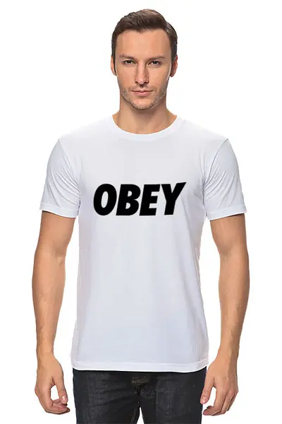 Заказать мужскую футболку в Москве. Футболка классическая OBEY  от DESIGNER   - готовые дизайны и нанесение принтов.