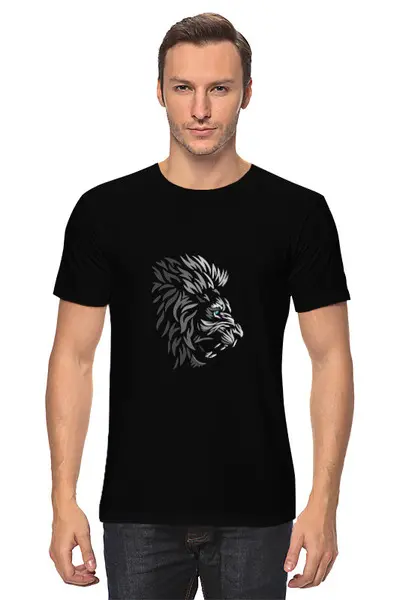 Заказать мужскую футболку в Москве. Футболка классическая Царь зверей от ISliM - готовые дизайны и нанесение принтов.