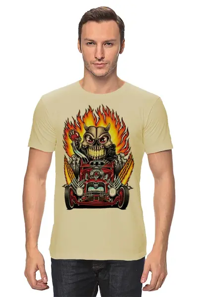 Заказать мужскую футболку в Москве. Футболка классическая Hot Rod Skull от balden - готовые дизайны и нанесение принтов.