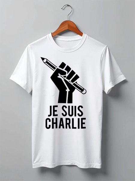 Заказать мужскую футболку в Москве. Футболка классическая Je Suis Charlie, Я Шарли от cherdantcev - готовые дизайны и нанесение принтов.