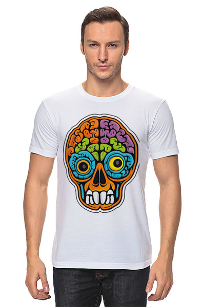 Заказать мужскую футболку в Москве. Футболка классическая Разноцветный череп для Хэллоуина от datoxy@ukr.net - готовые дизайны и нанесение принтов.