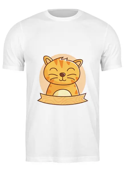 Заказать мужскую футболку в Москве. Футболка классическая Спящий  котёнок от svetlanas - готовые дизайны и нанесение принтов.