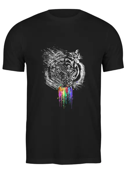 Заказать мужскую футболку в Москве. Футболка классическая Радужный тигр от ISliM - готовые дизайны и нанесение принтов.