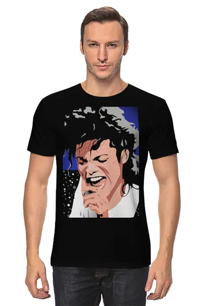 Заказать мужскую футболку в Москве. Футболка классическая Michael Jackson  от KinoArt - готовые дизайны и нанесение принтов.