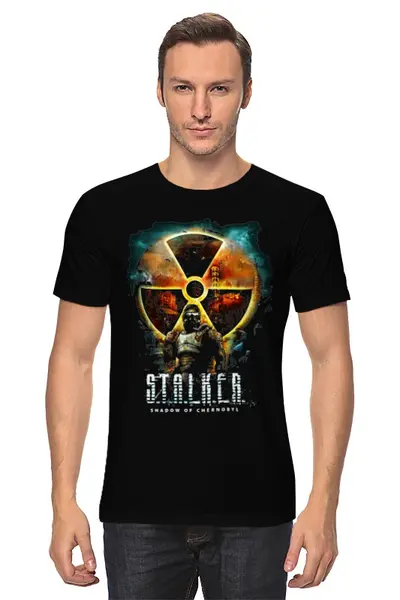 Заказать мужскую футболку в Москве. Футболка классическая Сталкер 3 от Max Sima - готовые дизайны и нанесение принтов.